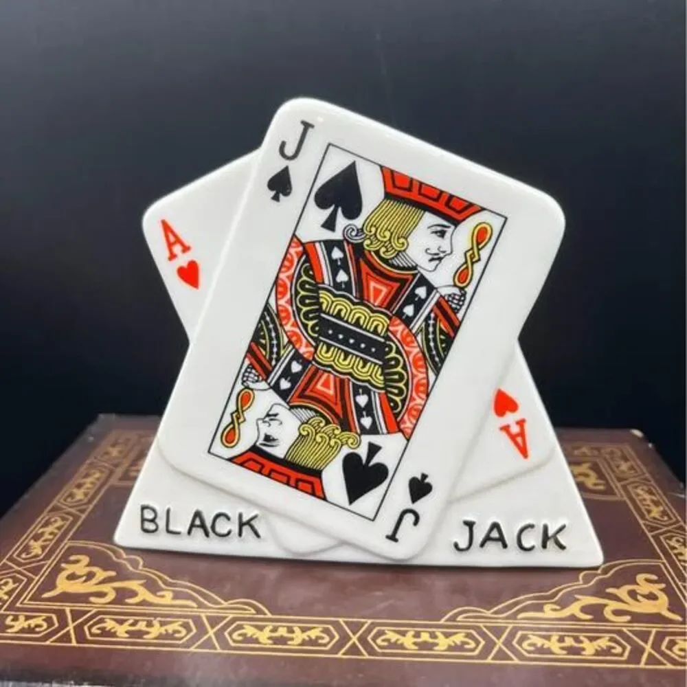 BlackJack Of Spades Ace of Hearts Playing Cards Decanter